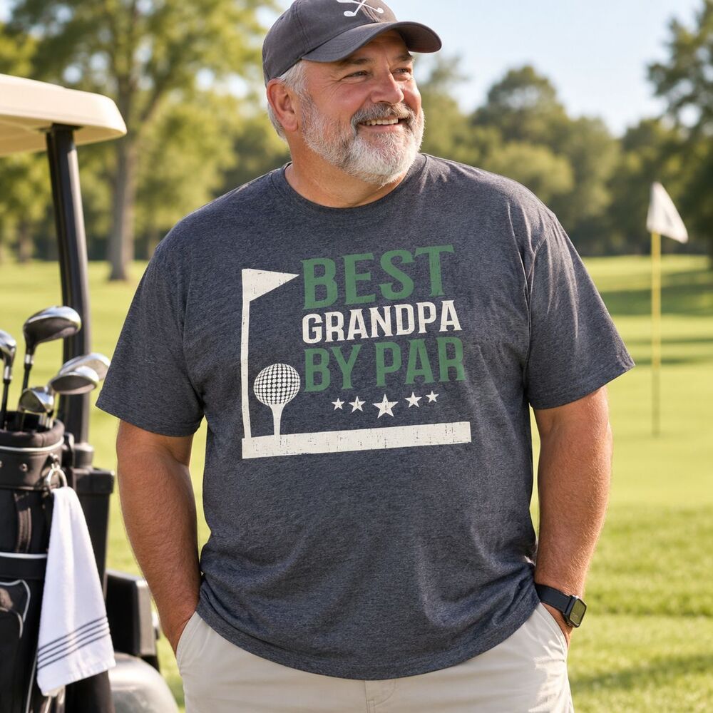 Best Grandpa By Par Golf T Shirt Mens 3XL Gildan Blue Gray Funny Gift Tee